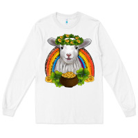 White st patricks day baby sheep shamrocks gold rainbow Long Sleeve Tee - RanaPortraitStore