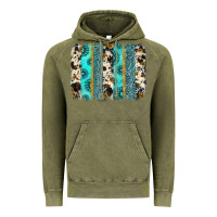 Vintage Olive gemstone sunflower cowhide brushstroke Vintage Hoodie - AdoDesignShop