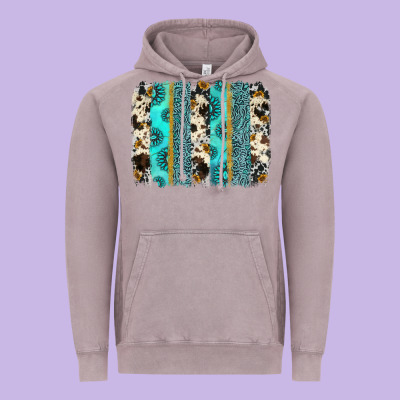 Gemstone Sunflower Cowhide Brushstroke Vintage Hoodie Designed By Adodesignshop