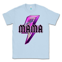 Dusty Blue mama neon leopard lightning bolt Classic Tee - texasbilliewilder