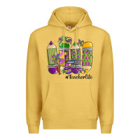Antique Gold mardi gras teacher life Premium Hoodie - MaliasSmallBusiness