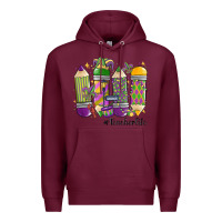 Burgundy mardi gras teacher life Premium Hoodie - MaliasSmallBusiness