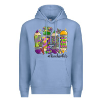 Colony Blue mardi gras teacher life Premium Hoodie - MaliasSmallBusiness