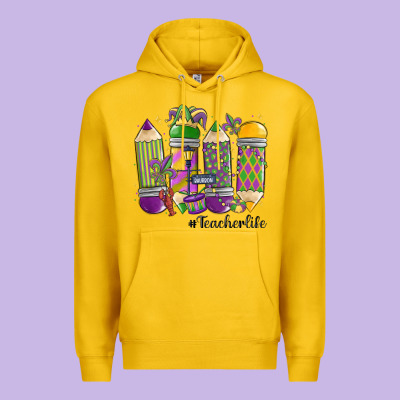 Mardi Gras Teacher Life Premium Hoodie Designed By Maliassmallbusiness