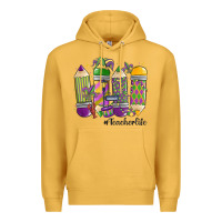 Mustard mardi gras teacher life Premium Hoodie - MaliasSmallBusiness