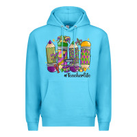 Ocean Blue mardi gras teacher life Premium Hoodie - MaliasSmallBusiness