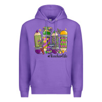 Purple mardi gras teacher life Premium Hoodie - MaliasSmallBusiness