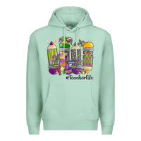 Seafoam mardi gras teacher life Premium Hoodie - MaliasSmallBusiness