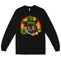 Black st patricks day baby cow shamrock rainbow gold Long Sleeve Tee - RanaPortraitStore