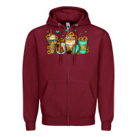 Burgundy sunflowers coffee cups Zipper Hoodie - Zillion Design Studio