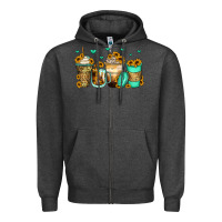 Charcoal Heather sunflowers coffee cups Zipper Hoodie - Zillion Design Studio
