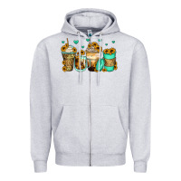 Heather Grey sunflowers coffee cups Zipper Hoodie - Zillion Design Studio