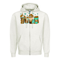 Oatmeal Heather sunflowers coffee cups Zipper Hoodie - Zillion Design Studio