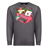 Charcoal Heather pink typewriter and letters Premium Sweatshirt - AdoDesignShop