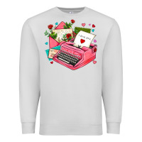 Dove Grey pink typewriter and letters Premium Sweatshirt - AdoDesignShop