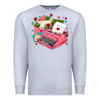 Heather Grey pink typewriter and letters Premium Sweatshirt - AdoDesignShop