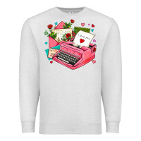 Oatmeal Heather pink typewriter and letters Premium Sweatshirt - AdoDesignShop