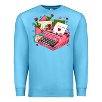 Ocean Blue pink typewriter and letters Premium Sweatshirt - AdoDesignShop