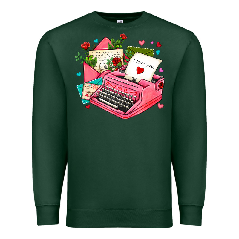 Pink Typewriter And Letters Premium Sweatshirt by AdoDesignShop | Teevron