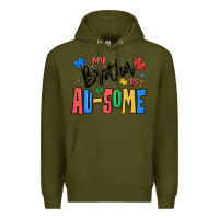 Army Green my brother is ausome autism Premium Hoodie - MaliasSmallBusiness