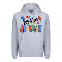 Heather Grey my brother is ausome autism Premium Hoodie - MaliasSmallBusiness