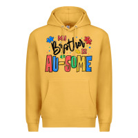 Mustard my brother is ausome autism Premium Hoodie - MaliasSmallBusiness