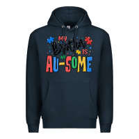 Navy my brother is ausome autism Premium Hoodie - MaliasSmallBusiness