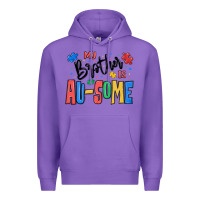 Purple my brother is ausome autism Premium Hoodie - MaliasSmallBusiness