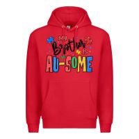 Red my brother is ausome autism Premium Hoodie - MaliasSmallBusiness