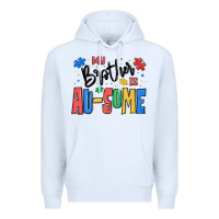 White my brother is ausome autism Premium Hoodie - MaliasSmallBusiness