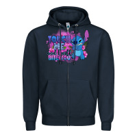 Navy touch me and i will bite you stitch Zipper Hoodie - Zillion Design Studio