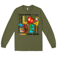 Army Green teach love inspire teacher Long Sleeve Tee - texasbilliewilder