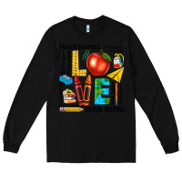 Black teach love inspire teacher Long Sleeve Tee - texasbilliewilder
