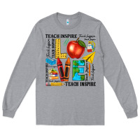 Heather Grey teach love inspire teacher Long Sleeve Tee - texasbilliewilder