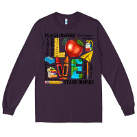 Plum teach love inspire teacher Long Sleeve Tee - texasbilliewilder