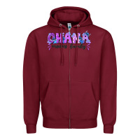 Burgundy ohana means family with stitch Zipper Hoodie - texasbilliewilder