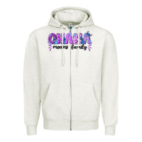 Oatmeal Heather ohana means family with stitch Zipper Hoodie - texasbilliewilder