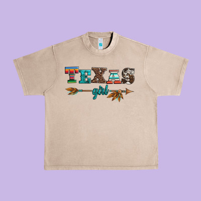 Texas Girl Serape Turquoise Leopard Cowhide Arrow Urban Heavy Tee Designed By Artiststas