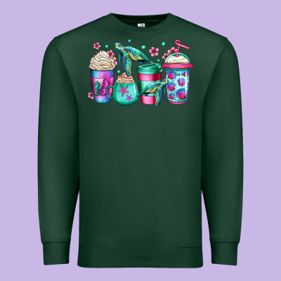 Turtle Coffee Cups Premium Sweatshirt Designed By Jasminsmagicworld