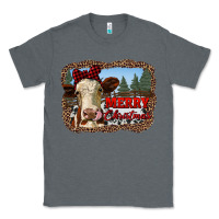 Charcoal Heather merry christmas heifer cow with farm Classic Tee - RanaPortraitStore
