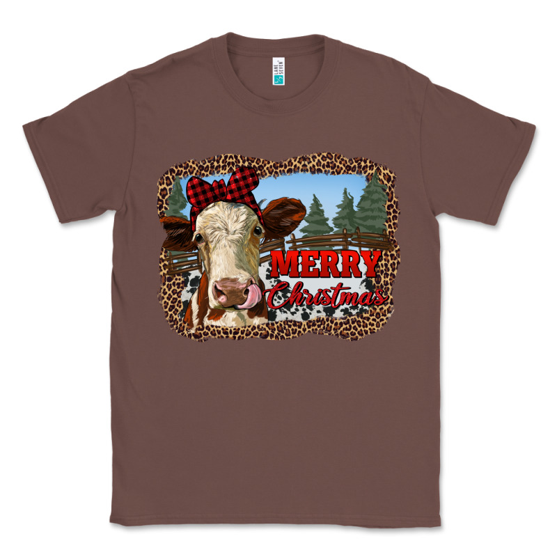 Merry Christmas Heifer Cow With Farm Classic Tee by RanaPortraitStore | Teevron