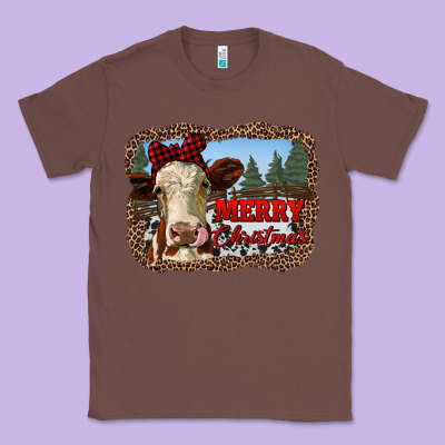 Merry Christmas Heifer Cow With Farm Classic Tee Designed By Ranaportraitstore