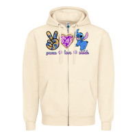 Sandshell peace love stitch Zipper Hoodie - texasbilliewilder