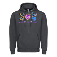 Smoke peace love stitch Zipper Hoodie - texasbilliewilder