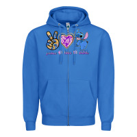 True Royal peace love stitch Zipper Hoodie - texasbilliewilder