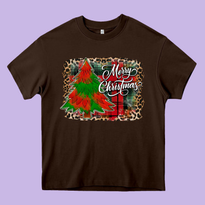 Merry Christmas Trees Heavy Core Tee Designed By Cowhidedigitalart