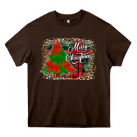 Chocolate Brown merry Christmas trees Heavy Core Tee - CowhideDigitalArt
