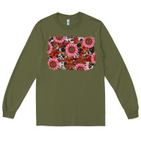 Army Green valentine's day sunflowers leopard cowhide background Long Sleeve Tee - RanaPortraitStore
