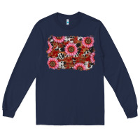 Navy valentine's day sunflowers leopard cowhide background Long Sleeve Tee - RanaPortraitStore