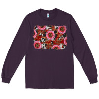 Plum valentine's day sunflowers leopard cowhide background Long Sleeve Tee - RanaPortraitStore